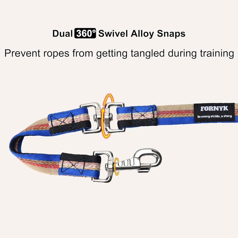 Fornyk Lunge Line for Horse, Premium Equine Lunge Line with Alloy Trigger Buckle and Dual Swivel Snaps for Accurate Equestrian Training, Competition and Daily Use, 26ft/8m (Gray-Red-Blue) - Image 2